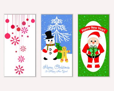 mutlu Noeller ve mutlu yeni yıl tebrik kartları vektör çizim