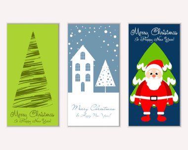 mutlu Noeller ve mutlu yeni yıl tebrik kartları vektör çizim     