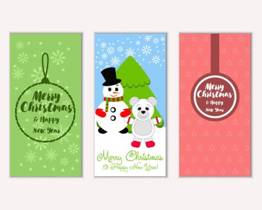 mutlu Noeller ve mutlu yeni yıl tebrik kartları vektör çizim      