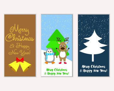 vektör çizim kış tatil tebrik kartları