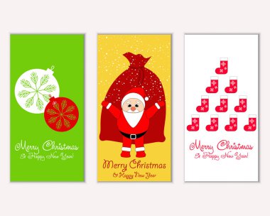 vektör çizim kış tatil tebrik kartları