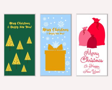 mutlu Noeller ve mutlu yeni yıl tebrik kartları vektör çizim       