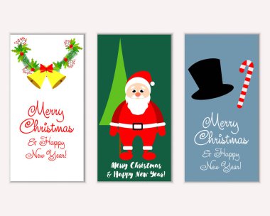 mutlu Noeller ve mutlu yeni yıl tebrik kartları vektör çizim