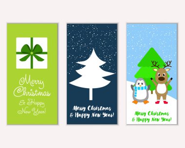 vektör çizim kış tatil tebrik kartları