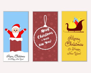 vektör çizim kış tatil tebrik kartları