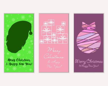 Renkli Noel kartları ile yeni yıl süslemeleri, illüstrasyon vektör