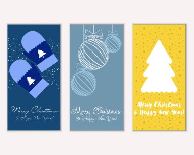 mutlu Noeller ve mutlu yeni yıl tebrik kartları vektör çizim