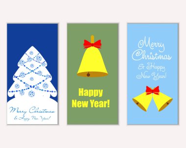 Renkli Noel kartları ile yeni yıl süslemeleri, illüstrasyon vektör