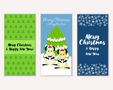 Renkli Noel kartları ile yeni yıl süslemeleri, illüstrasyon vektör