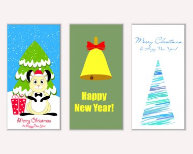 Renkli Noel kartları ile yeni yıl süslemeleri, illüstrasyon vektör