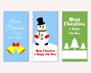 mutlu Noeller ve mutlu yeni yıl tebrik kartları vektör çizim