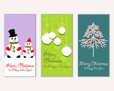 mutlu Noeller ve mutlu yeni yıl tebrik kartları vektör çizim