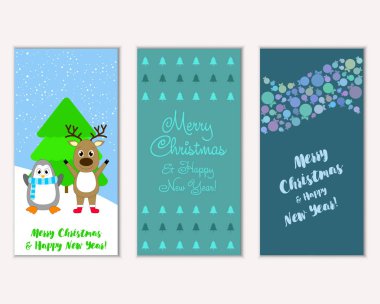 vektör çizim kış tatil tebrik kartları