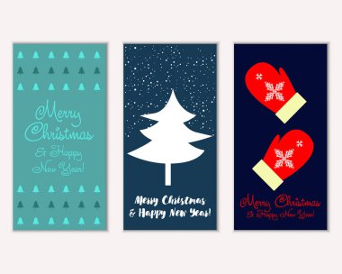 vektör çizim kış tatil tebrik kartları