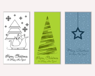 Mutlu Noeller ve mutlu yeni yıl tebrik kartları. Vektör çizim     