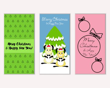 Renkli Noel kartları ile yeni yıl süslemeleri, illüstrasyon vektör