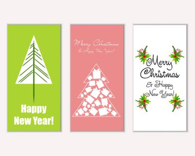 mutlu Noeller ve mutlu yeni yıl tebrik kartları vektör çizim