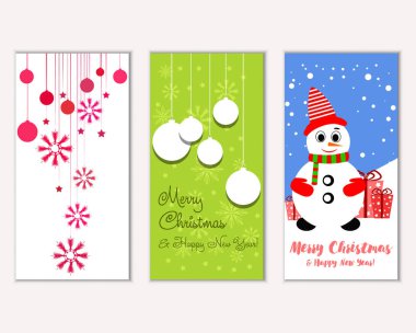 mutlu Noeller ve mutlu yeni yıl tebrik kartları vektör çizim