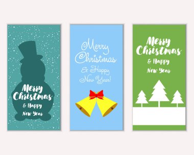 mutlu Noeller ve mutlu yeni yıl tebrik kartları vektör çizim