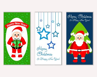 mutlu Noeller ve mutlu yeni yıl tebrik kartları vektör çizim