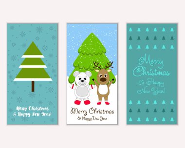 vektör çizim kış tatil tebrik kartları