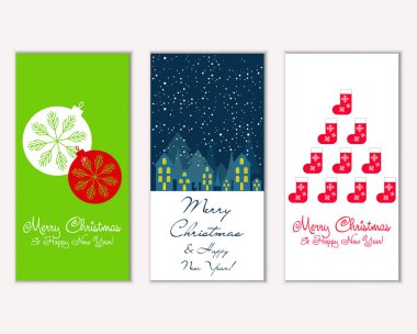 vektör çizim kış tatil tebrik kartları