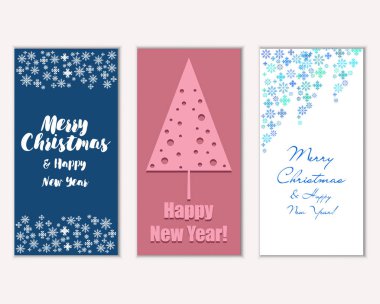 mutlu Noeller ve mutlu yeni yıl tebrik kartları vektör çizim