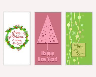 Renkli Noel kartları ile yeni yıl süslemeleri, illüstrasyon vektör