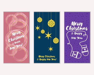 vektör çizim kış tatil tebrik kartları