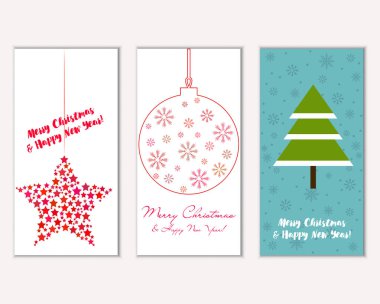 vektör çizim kış tatil tebrik kartları