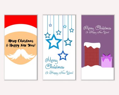 mutlu Noeller ve mutlu yeni yıl tebrik kartları vektör çizim     