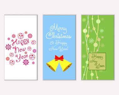 Renkli Noel kartları ile yeni yıl süslemeleri, illüstrasyon vektör