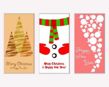 vektör çizim kış tatil tebrik kartları