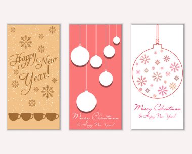 vektör çizim kış tatil tebrik kartları