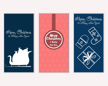 mutlu Noeller ve mutlu yeni yıl tebrik kartları vektör çizim