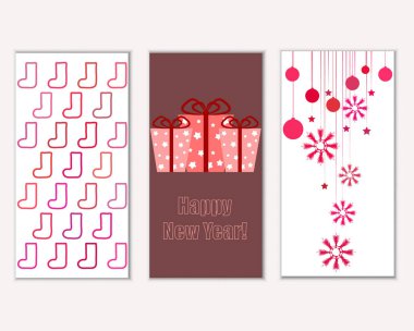 mutlu Noeller ve mutlu yeni yıl tebrik kartları vektör çizim     