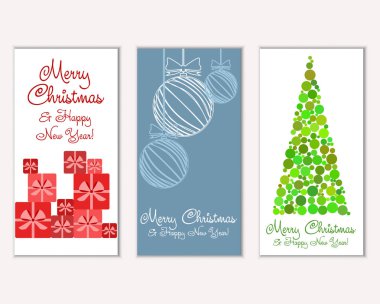Mutlu Noeller ve mutlu yeni yıl tebrik kartları. Vektör çizim   