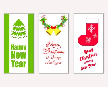 mutlu Noeller ve mutlu yeni yıl tebrik kartları vektör çizim