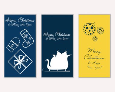 mutlu Noeller ve mutlu yeni yıl tebrik kartları vektör çizim