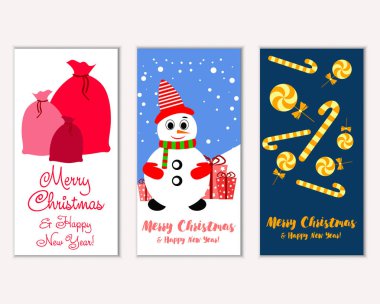mutlu Noeller ve mutlu yeni yıl tebrik kartları vektör çizim       