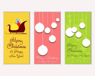mutlu Noeller ve mutlu yeni yıl tebrik kartları vektör çizim