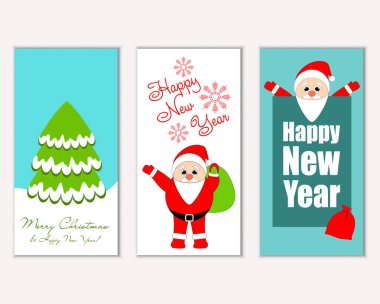 vektör çizim kış tatil tebrik kartları