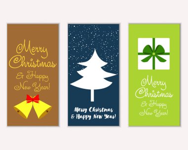 vektör çizim kış tatil tebrik kartları