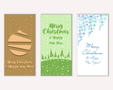 mutlu Noeller ve mutlu yeni yıl tebrik kartları vektör çizim