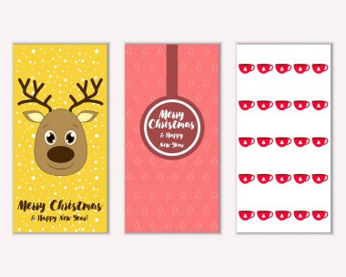 mutlu Noeller ve mutlu yeni yıl tebrik kartları vektör çizim