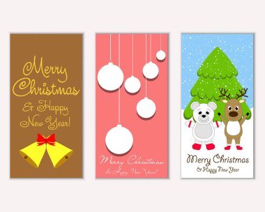 vektör çizim kış tatil tebrik kartları