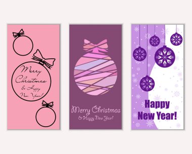Renkli Noel kartları ile yeni yıl süslemeleri, illüstrasyon vektör