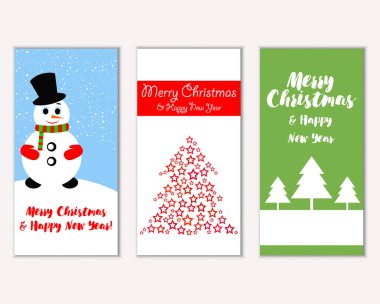 mutlu Noeller ve mutlu yeni yıl tebrik kartları vektör çizim