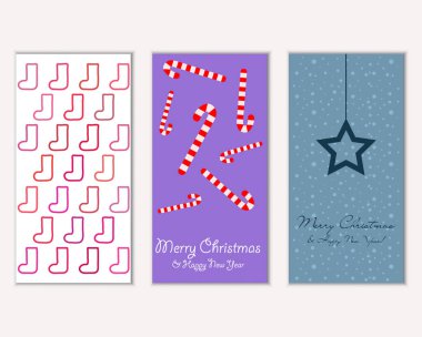 Mutlu Noeller ve mutlu yeni yıl tebrik kartları. Vektör çizim   