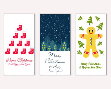 vektör çizim kış tatil tebrik kartları